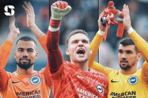 维尔布鲁根为布莱顿在英超已20次零封，队史仅次于桑切斯和瑞安