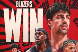 扳平大比分！开拓者官方发布赢球海报：五大首发齐上封面