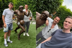 麦克托米奈家中花园安放马拉多纳雕像，是那不勒斯主场雕像复制品