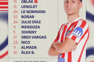 马竞首发：奥布拉克复出，格列兹曼替补，小蜘蛛、卢克曼缺阵