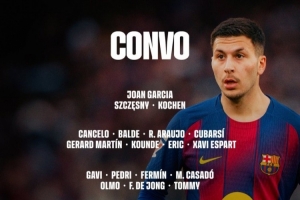 巴萨对阵塞尔塔大名单：莱万、亚马尔、德容在列，贝尔纳尔缺席