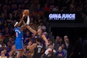 MVP势不可挡！SGA漂移中投再中 半场7中7全中砍17分3助了！