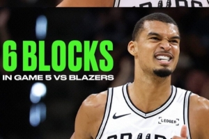 防守无敌！文班亚马今日进球数(5)＜盖帽数(6)