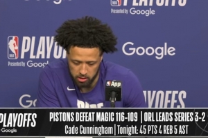 【完整版】坎宁安：感激能打关键球 我们今天打得更自由